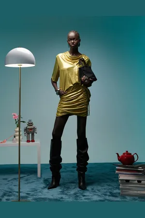 Bimba y Lola Ruched mini skirt co-ord in metallic olive