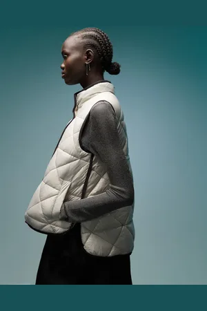 Bimba y Lola High neck quilted gilet in stone