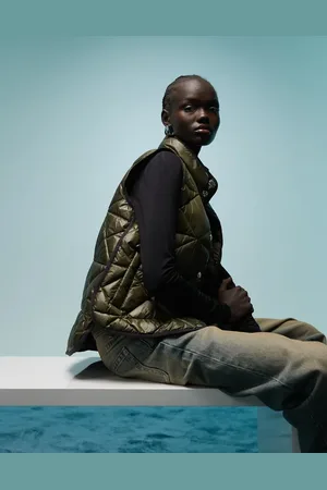 Bimba y Lola High neck quilted gilet in khaki