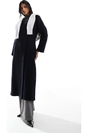ASOS Collarless nipped waisted wool coat in