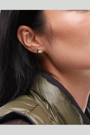 Bimba y Lola Logo stud earrings in gold and ivory