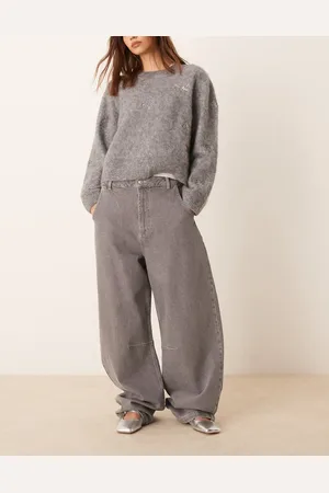 ASOS High rise barrel leg jean in wash