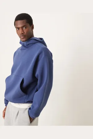 ASOS Super oversized boxy funnel neck hoodie in heavyweight brushed rib in