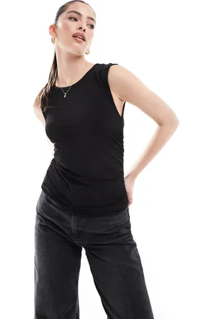 Pieces® Jersey ruched sleeveless top in