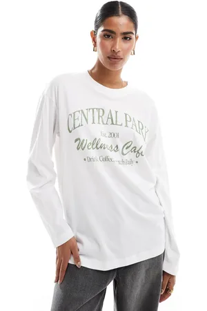 Hollister Long sleeve oversized dad slogan t shirt in