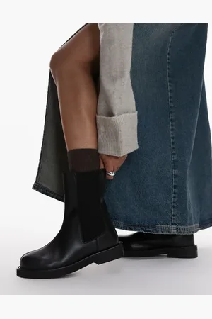 Topshop Lana leather chelsea boots in