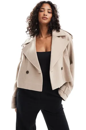 ASOS Cropped formal trench coat in mushroom