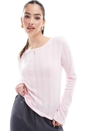 VERO MODA Pointelle long sleeve top in baby
