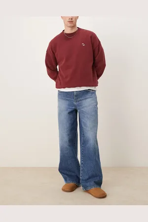 ASOS Super baggy jeans with side stripe in mid wash