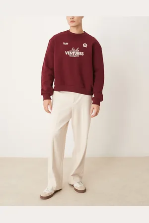 ASOS Smart wide leg trousers with side piping in stone