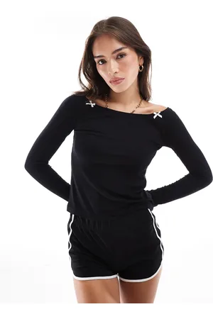 Cotton On Cotton On pyjama sleep recovery boat neck sleep top in with bows