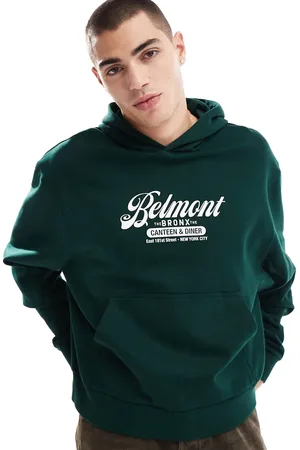 ASOS Oversized boxy hoodie with belmount print in