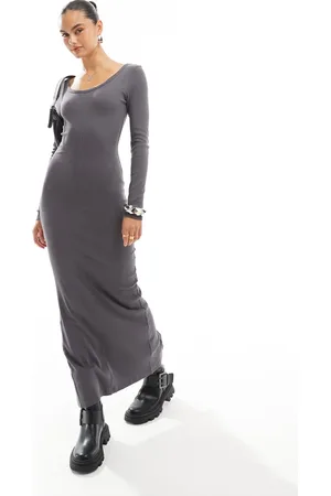 Brave Soul Ribbed jersey dress in slate