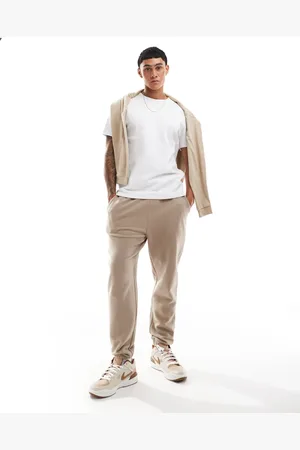 ASOS Tapered rib jogger in beige