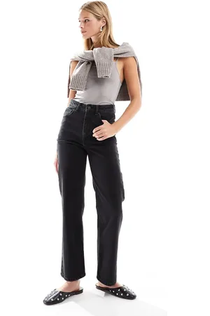 ASOS Mid rise relaxed straight ankle grazer jean in