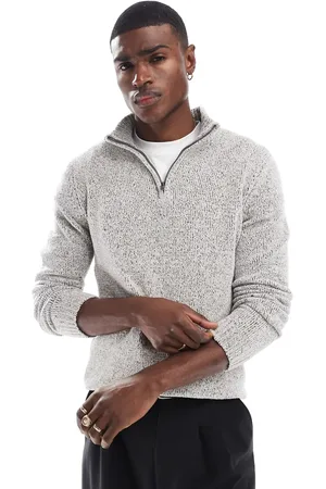French Connection French Connection heavy knit half zip jumper in salt and pepper