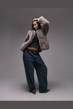& OTHER STORIES Faux fur belted wrap coat in light