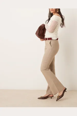 Gina Tricot Bootcut trousers in taupe