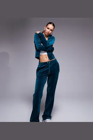 Juicy Couture Velour straight leg joggers exclusive to ASOS co-ord in deep teal