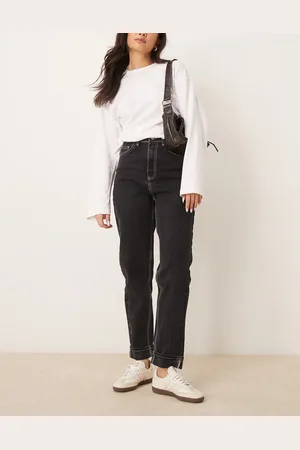 ASOS Mom jean with contrast stitching in washed