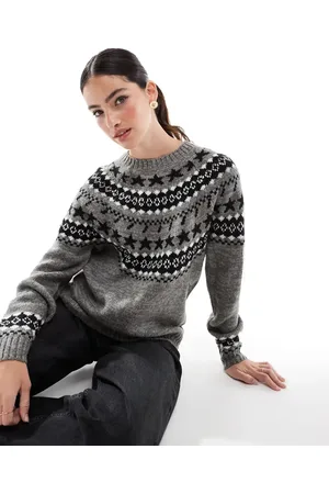 Threadbare Crew neck aztec print jumper in and black