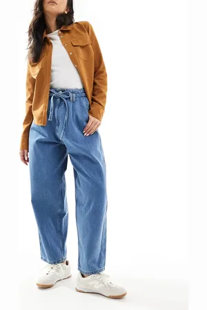 ASOS Balloon jeans with tie belt in light mid