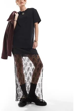 New Look Slinky lace midi skirt in