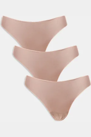 ASOS 3 pack no VPL & lace thong in mink