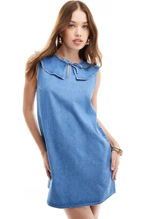 ASOS Denim large collar dress in mid