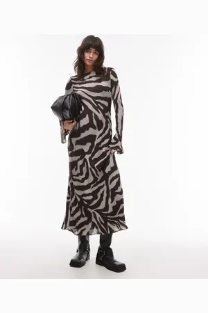 MANGO Bell sleeve maxi dress in zebra print