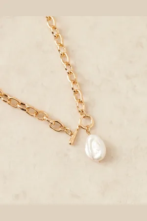 Accessorize T-bar pearl chain necklace in