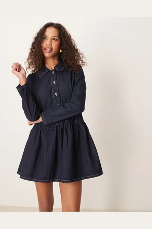 ASOS Denim smock mini dress with dropped waist
