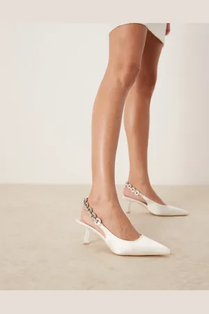 Be Mine Bridal Emily slingback kitten heeled shoes in ivory