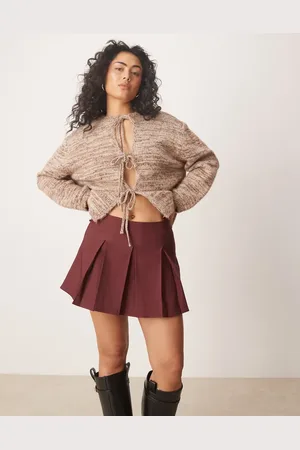 ASOS Pleated mini skirt in burgundy