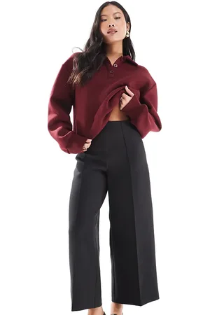ASOS Petite tailored clean ankle grazer wide leg trousers in