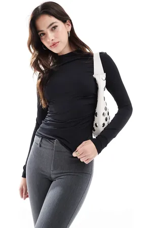 Stradivarius High neck sculpt long sleeve top in