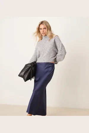 New Look Satin midi bias skirt in