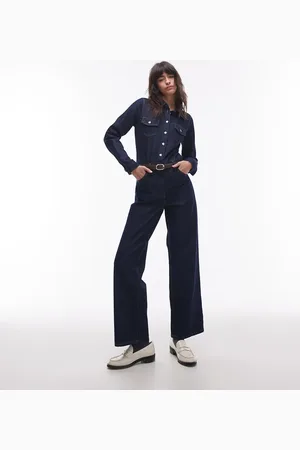 Topshop Denim slim fit jumpsuit in indigo rinse