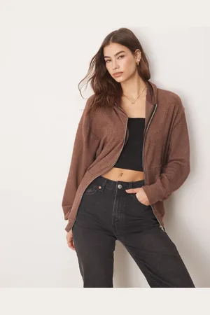 ASOS Supersoft zip up hoodie co ord in chocolate marl