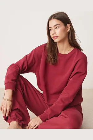 ASOS Acid wash sweat co ord in burgundy