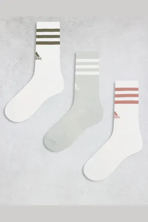 adidas Adidas Training Essential 3 stripe socks in white and grey 3 pack
