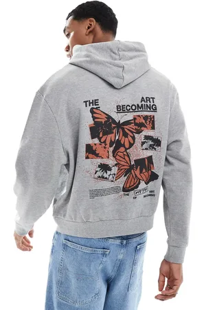 ASOS Boxy oversized hoodie with chest and back print in