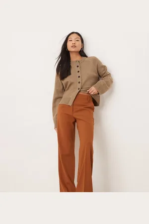 ASOS Petite tailored slim straight trousers in tan