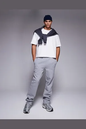 ASOS Premium heavyweight straight leg joggers 400gsm in marl