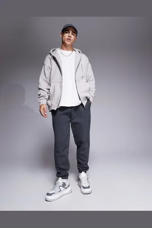 ASOS Premium heavyweight tapered joggers 400gsm in washed black