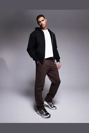 ASOS Premium heavyweight straight leg joggers 400gsm in dark