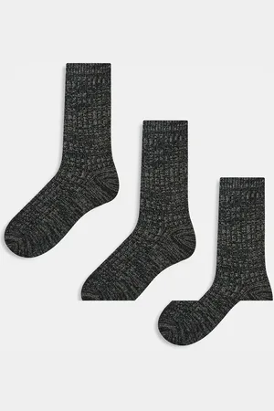 New Look 3 pack heavyweight ribbed socks in khaki
