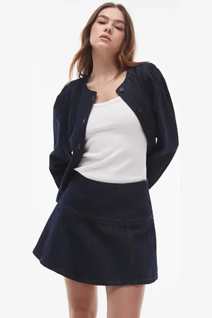 Topshop Denim flippy skirt in indigo