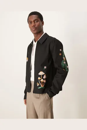 ASOS Oversized harrington jacket with embroidery in