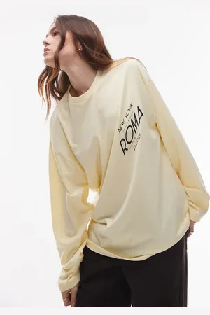 Topshop Graphic Roma long sleeve skater top in